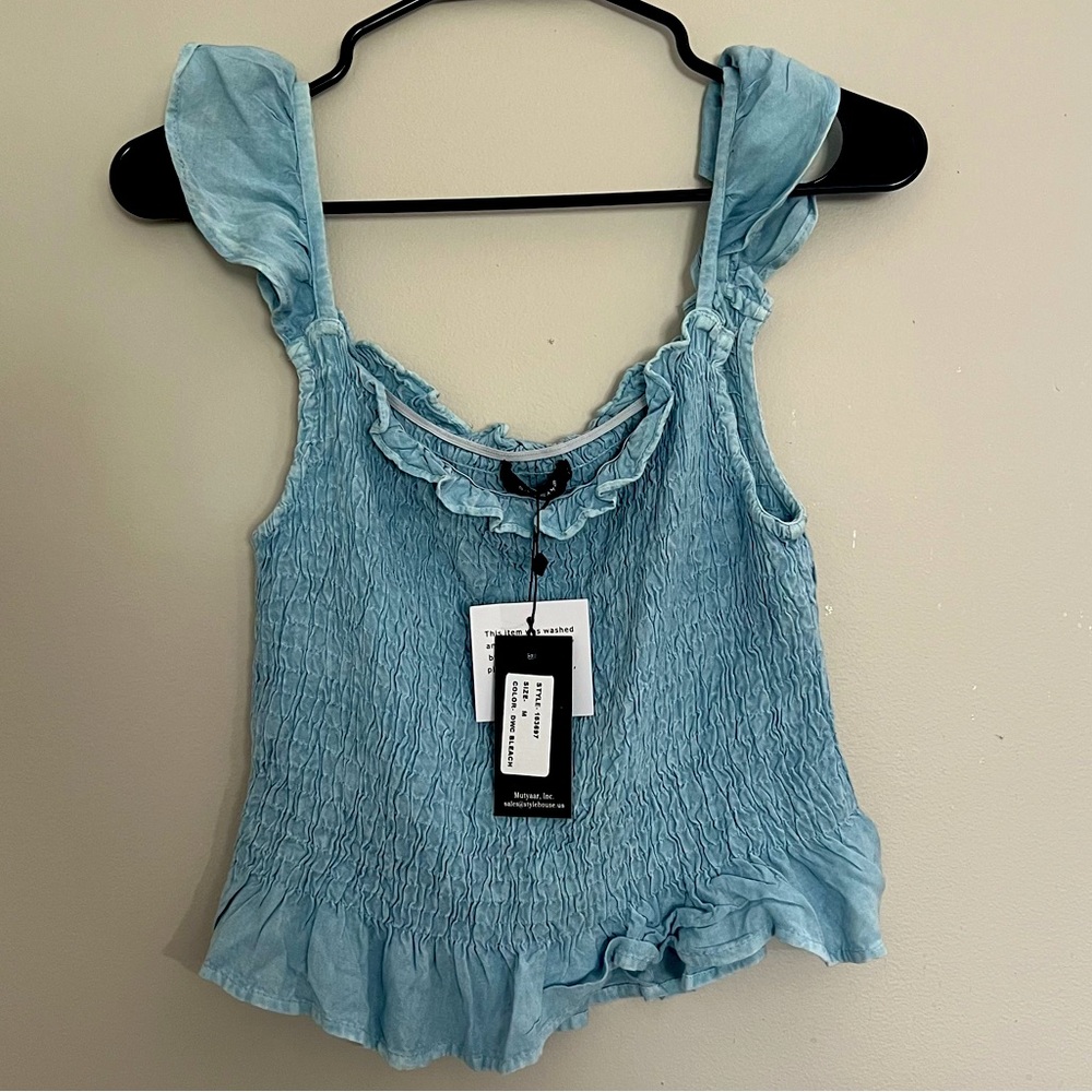 Sim & Sam Denim Smocked Tank NWT